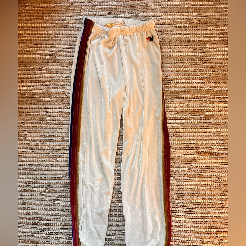 Aviator Nation Classic Velvet Sweatpants Vintage White Small New with tags